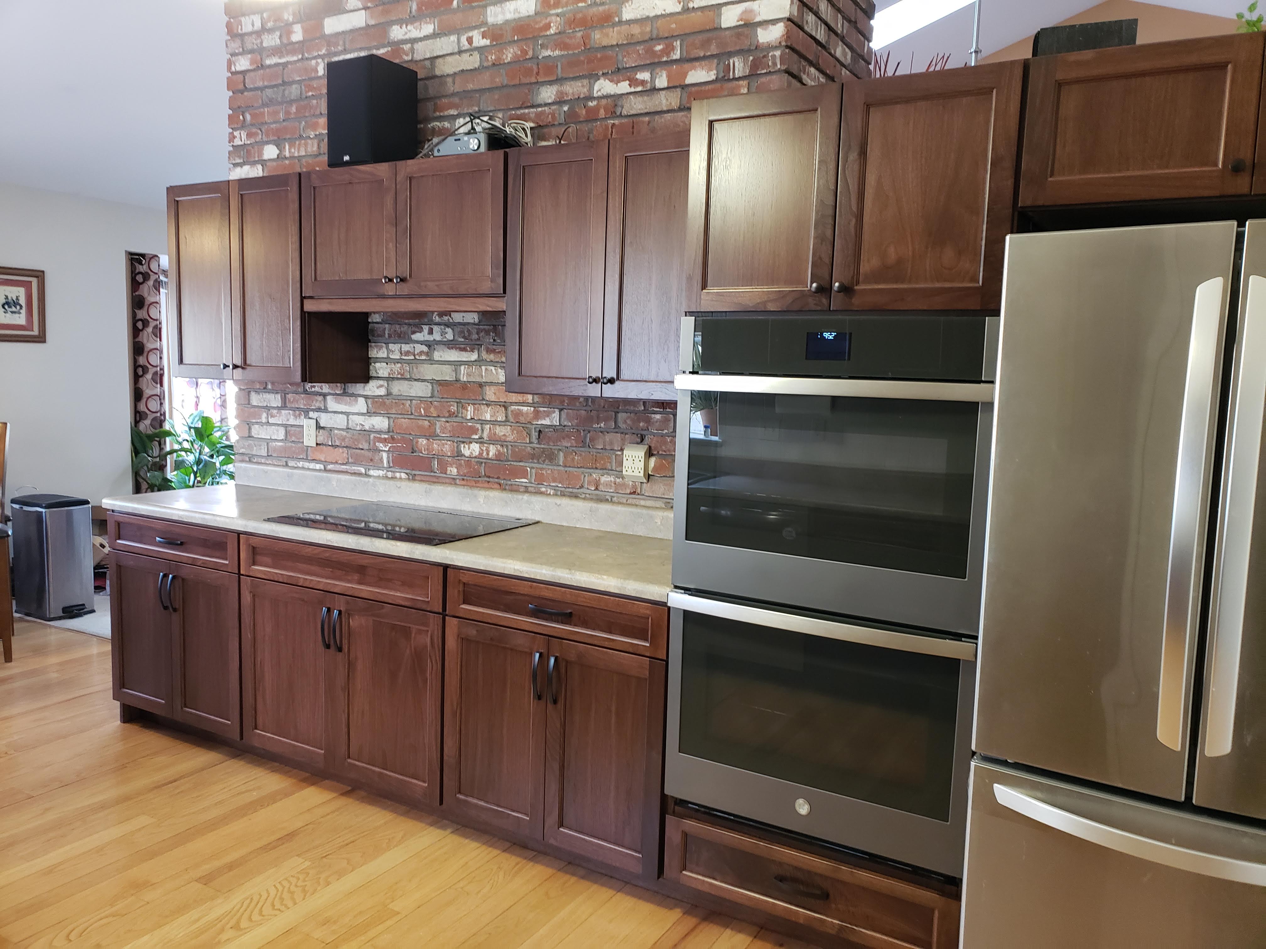 Walnut in Chestnut, F007 Frame, Valance, Rollouts, Inset Panels