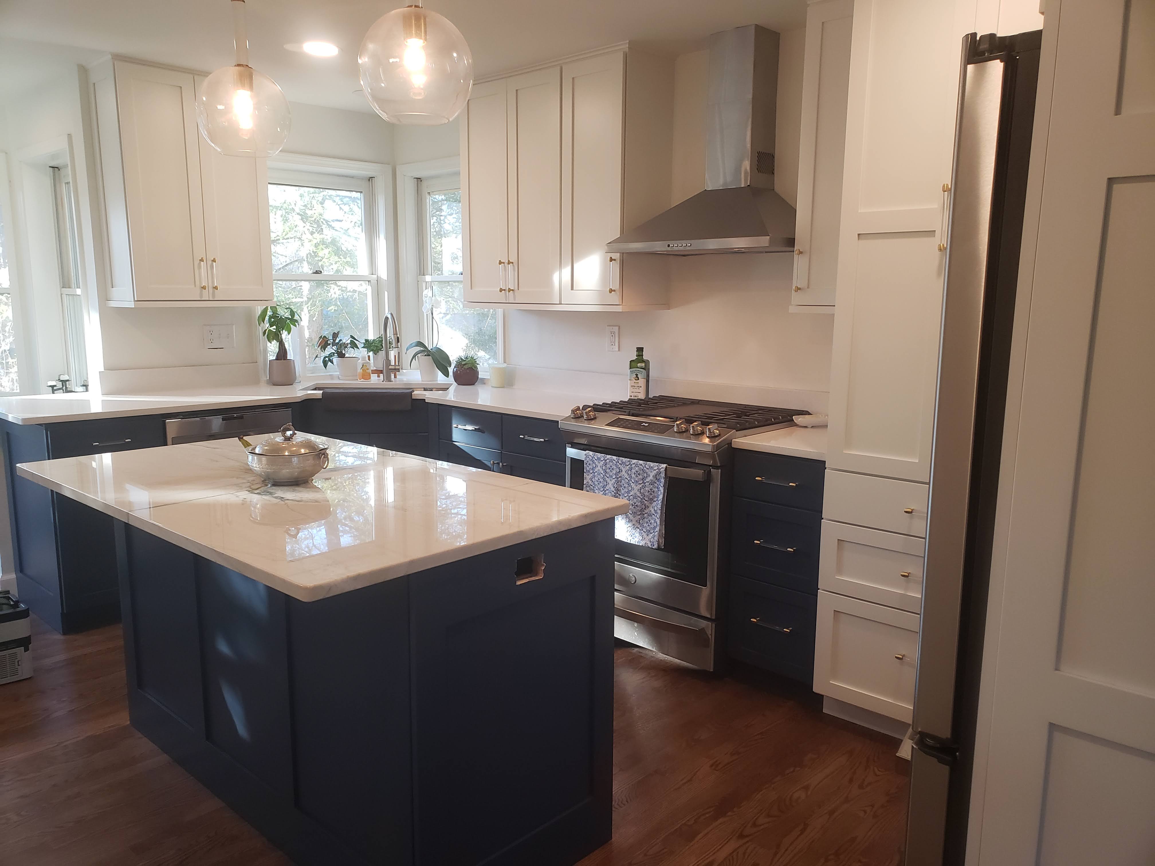 Frosty and Indigo Batik, Square Shaker w/Slab Drawers, New