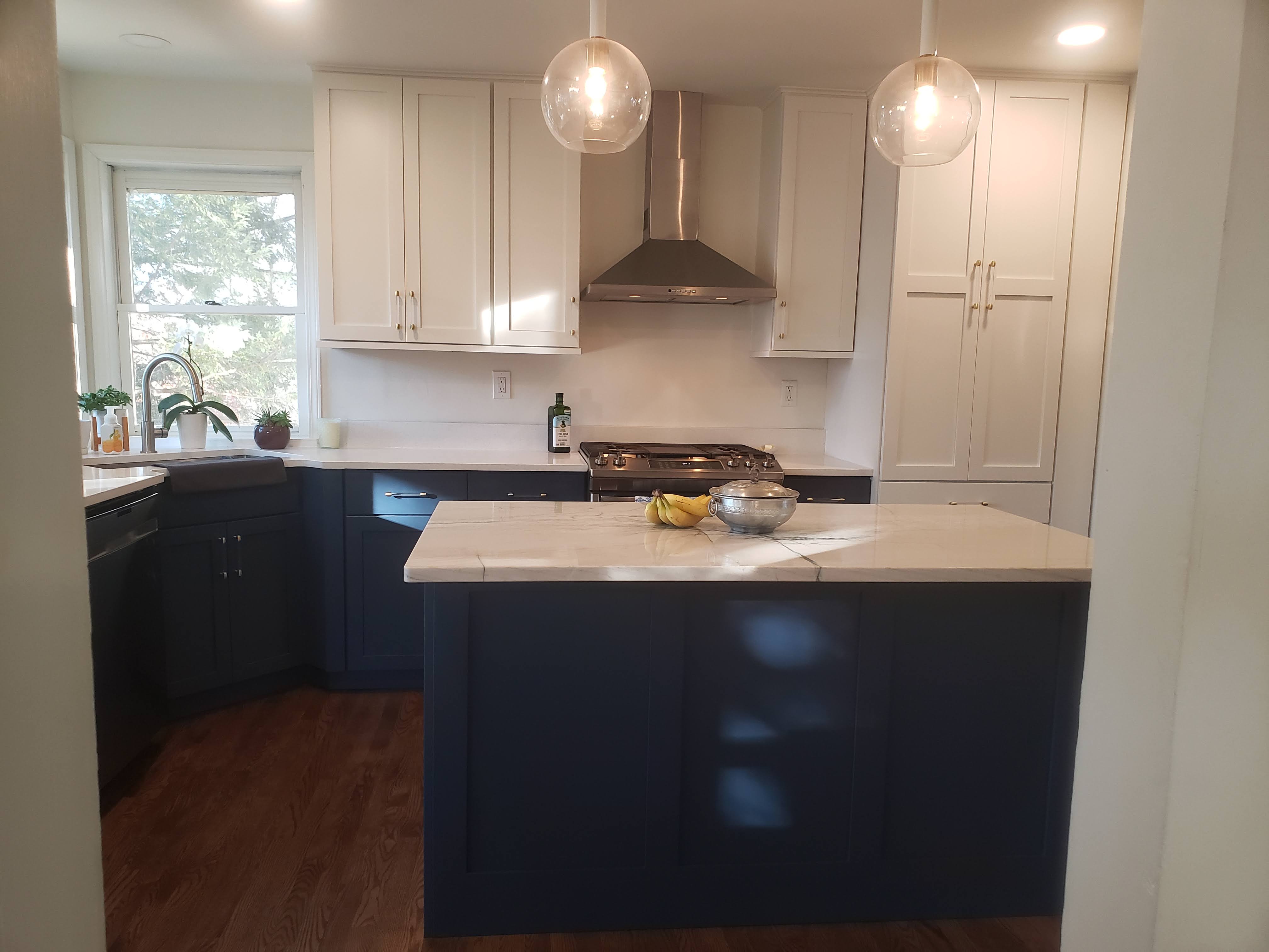 Frosty and Indigo Batik, Square Shaker w/Slab Drawers, New