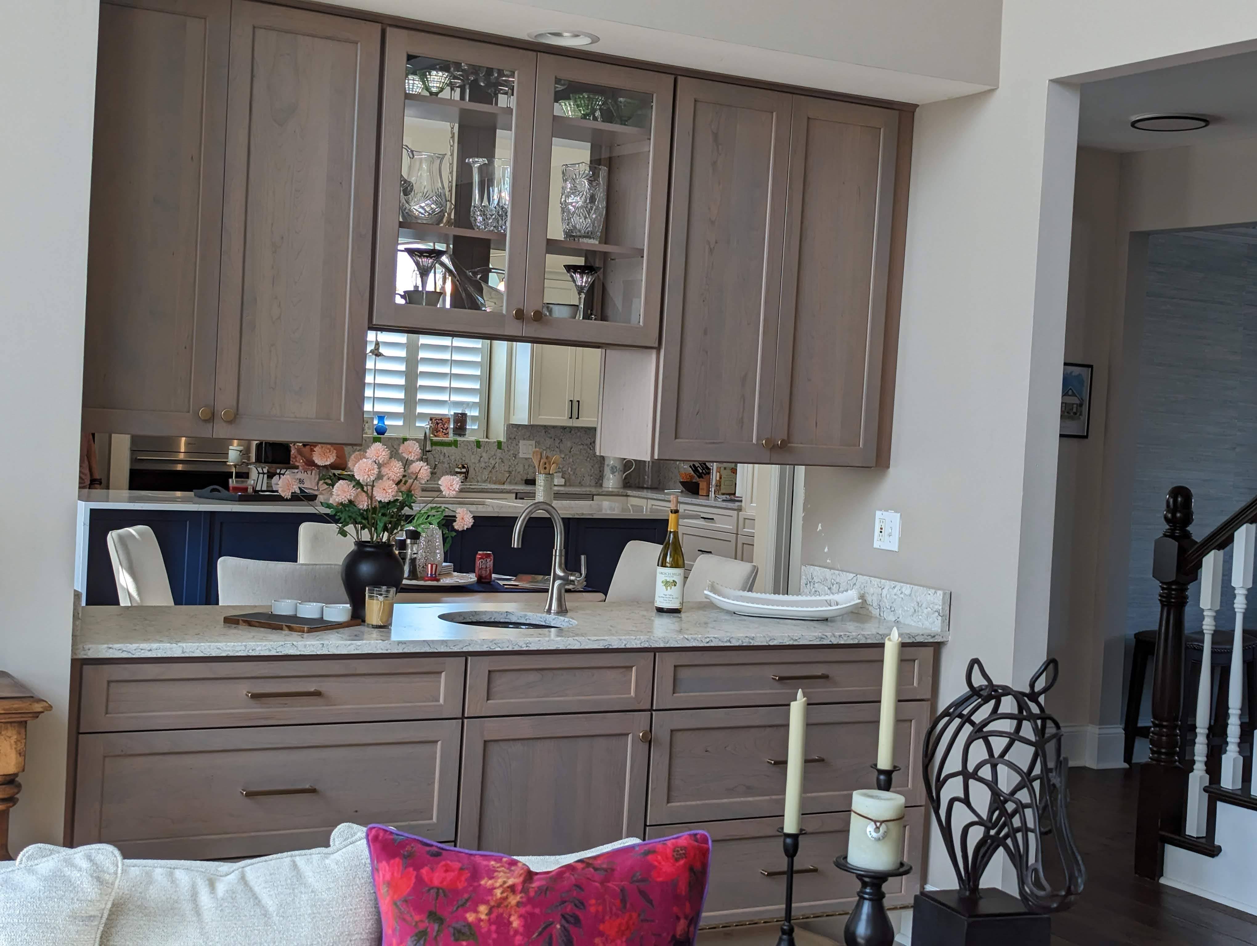 Pine Double Sided Cabinet With Shelves and Butcher Block Top